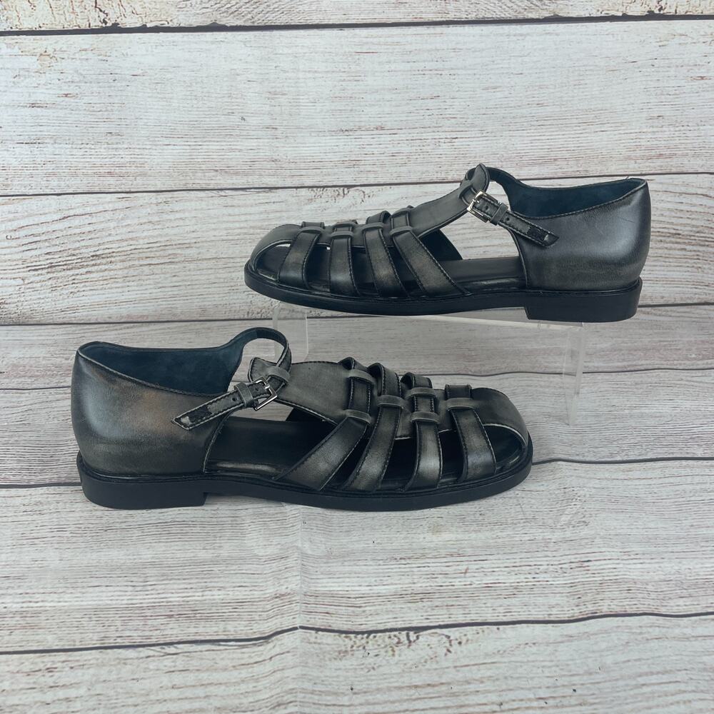 Free People Willow Fisherman Womens Sz 10 Sandals Black Gray Leather